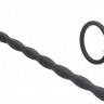 Черный стимулятор уретры с кольцом на головку Silicone Plug   Cock Ring Set