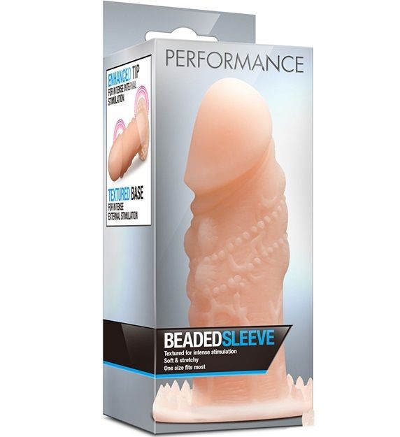 Телесная насадка на пенис PERFORMANCE BEADED SLEEVE - 12 см.