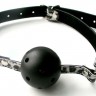 Чёрный кляп-шарик Ball Gag на ремешках с леопардовым принтом