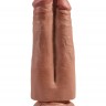 Кофейный сдвоенный поясной страпон Strap-On Harness with 7  Two Cocks One Hole - 19,1 см.
