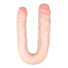 Телесный U-образный фаллоимитатор Easytoys Double Dong - 22 см.