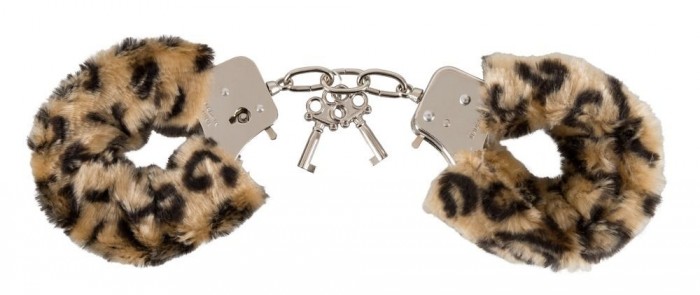 Леопардовые меховые наручники Love Cuffs Leo