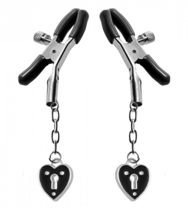 Зажимы на соски с подвесками-замками Charmed Heart Padlock Nipple Clamps