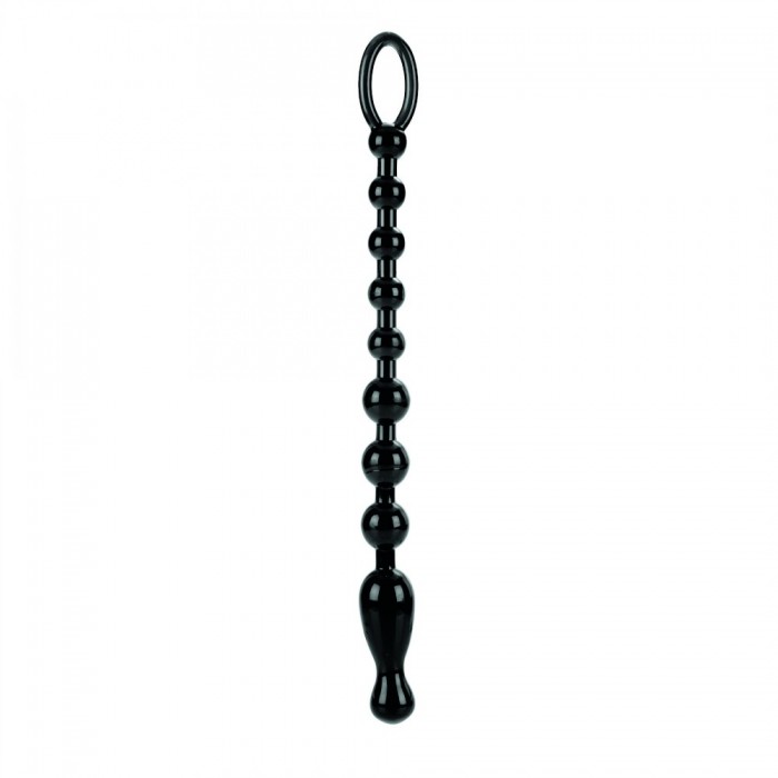 Анальная чёрная цепочка COLT Max Beads - 28 см.