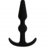 Чёрный массажер для анальной стимуляции T-SHAPE SILICONE BUTT PLUG BLACK - 8,9 см.