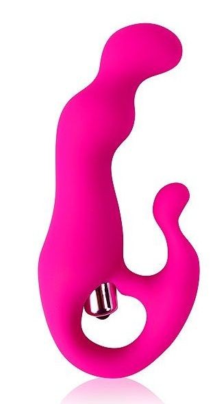Розовый вибромассажер с отростком Cosmo - 12 см.