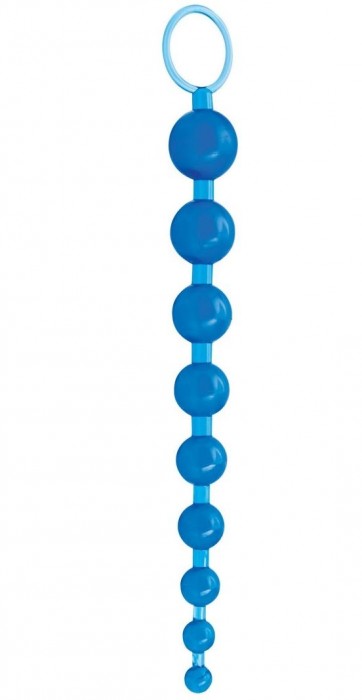 Голубая анальная цепочка Sex Please! Sexy Beads Blue - 27,9 см.