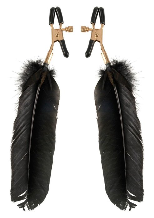 Зажимы на соски с крупными пёрышками GOLD FEATHER NIPPLE CLAMPS