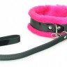 Ошейник с поводком и розовым мехом BDSM Light