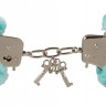 Голубые меховые наручники Love Cuffs Blue