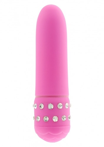 Розовый вибратор Diamond Pink Petit с кристаллами - 11 см.