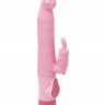 Розовый вибромассажёр с клиторальным зайчиком - 16,5 см.