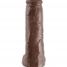 Коричневый фалоимитатор-гигант на присоске 11  Cock with Balls - 28 см.