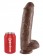 Коричневый фалоимитатор-гигант на присоске 11  Cock with Balls - 28 см.