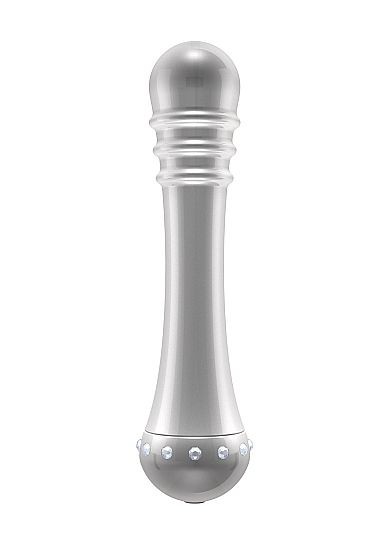 Вибратор с ребристой головкой The Emerald Silver - 16,3 см.