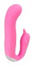 Розовый вибратор для внутренней и внешней стимуляции Hands-Free Dolphin - 18 см.