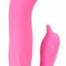 Розовый вибратор для внутренней и внешней стимуляции Hands-Free Dolphin - 18 см.
