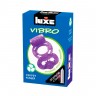 Фиолетовое эрекционное виброкольцо Luxe VIBRO  Секрет Кощея  + презерватив
