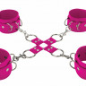 Розовый комплект оков Hand And Legcuffs