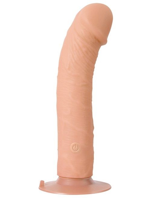 Телесный вибратор на присоске PURRFECT SILICONE ONE TOUCH - 20,5 см.