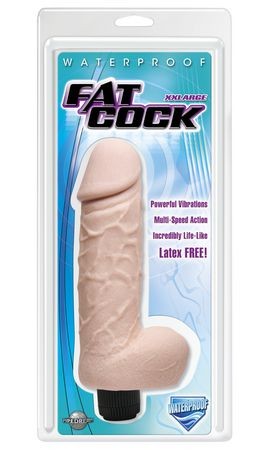 Большой вибромассажер-реалистик XXLarge Fat Cock со встроенным пультом - 24 см.