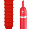 Красный ребристый анальный вибратор RIBBED TORPEDO - 15 см.