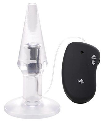 Прозрачная пробка с вибрацией VIBRATING PLUG JAMMY JELLY ANAL POINT OF PLEASURE MEDIUM - 14,5 см.