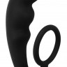 Чёрное эрекционное кольцо с анальным стимулятором Mountain Range Anal Plug