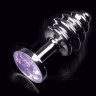 Маленькая витая пробка с светло-фиолетовым кристаллом - 7,5 см.
