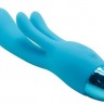 Голубой вибратор INDULGENCE Rechargeable Frolic Bunny - 18,7 см.