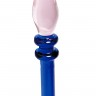 Стеклянный стимулятор с синей рукоятью и розовым кончиком - 18 см.
