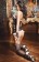 Высокие чёрные чулки служанки French Maid с белой каймой