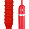 Красный анальный вибратор с рёбрышками - 13 см.
