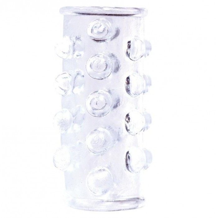 Прозрачная открытая насадка на пенис с шишечками BASICX TPR SLEEVE CLEAR 0.7INCH