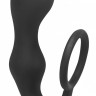 Чёрное эрекционное кольцо с анальной пробкой Double Pleasure Anal Plug