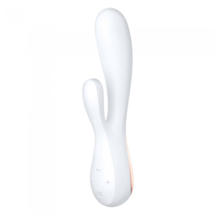 Белый вибратор-кролик Satisfyer Mono Flex с управлением через приложение - 20,4 см.