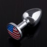 Маленькая анальная пробка с флагом США - 7,5 см.