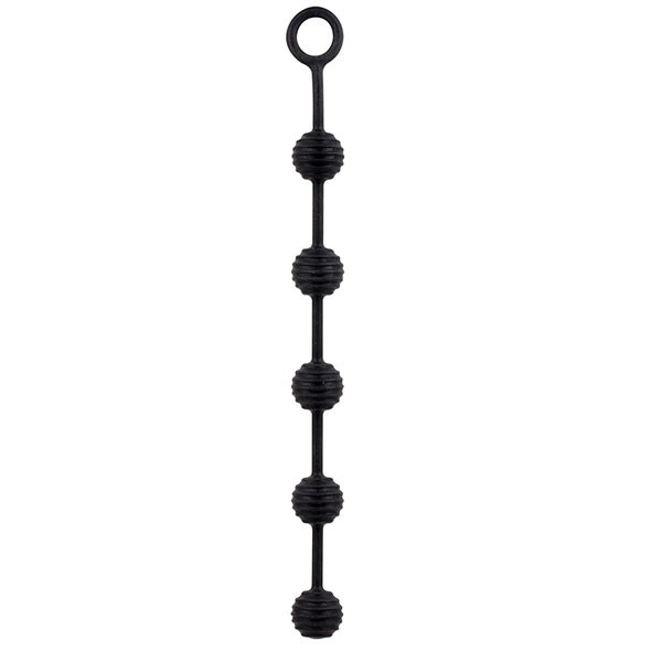 Чёрная анальная цепочка DELIGHT THROB ANAL STRIPPED BEADS BLACK - 25 см.