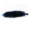 Средняя чёрная анальная пробка с голубым лисьим хвостом