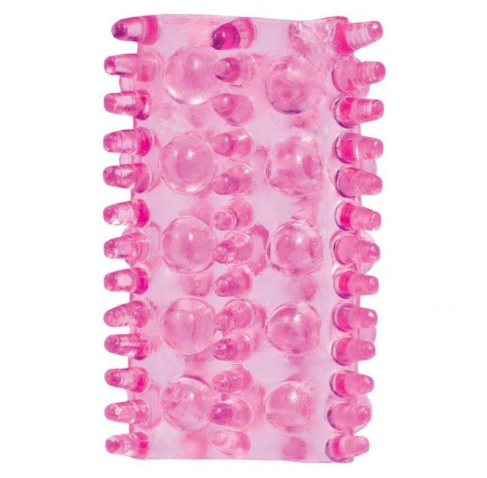 Фиолетовая насадка на пенис с шипами и шишечками BASICX TPR SLEEVE PINK 0.7INCH