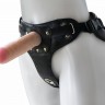 Черный пояс-трусики с двумя насадками Soft-Dolli - 16,5 и 10,5 см.