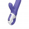 Фиолетовый вибратор Satisfyer Magic Bunny с клиторальным отростком - 17,6 см.