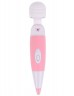 Бело-розовый, работающий от сети вибромассажёр Pixey Wand Mini Pink Edition - 25 см.