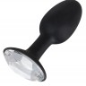 Чёрная анальная втулка с кристаллом Diamond Silicon Plug Large - 11 см.