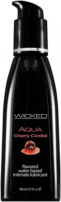 Лубрикант WICKED AQUA Cherry Cordial с ароматом вишневого ликера - 60 мл.