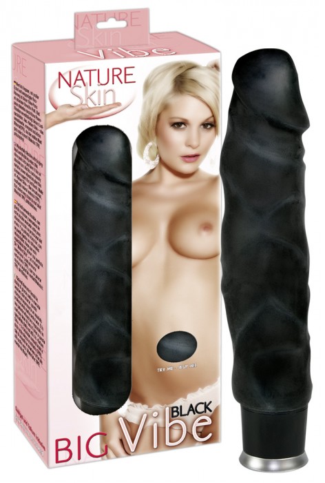 Вибратор-реалистик Nature Skin Big Vibe Black - 22 см.