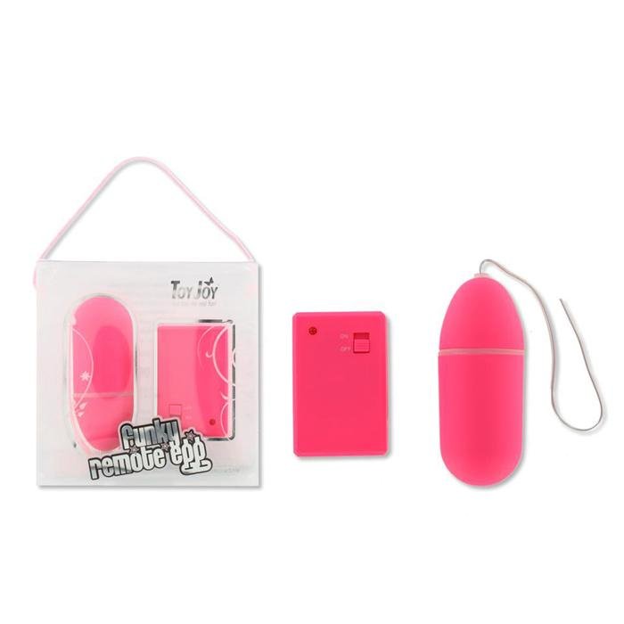 Розовое виброяйцо с дистанционным управлением Funky Remote Egg - 7,5 см.