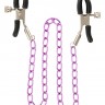 Зажимы для сосков Nipple Chain Metal на фиолетовой цепочке