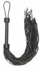 Черная многохвостая плетеная плеть Leather Suede Barbed Wired Flogger - 76 см.