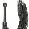 Черная многохвостая плетеная плеть Leather Suede Barbed Wired Flogger - 76 см.